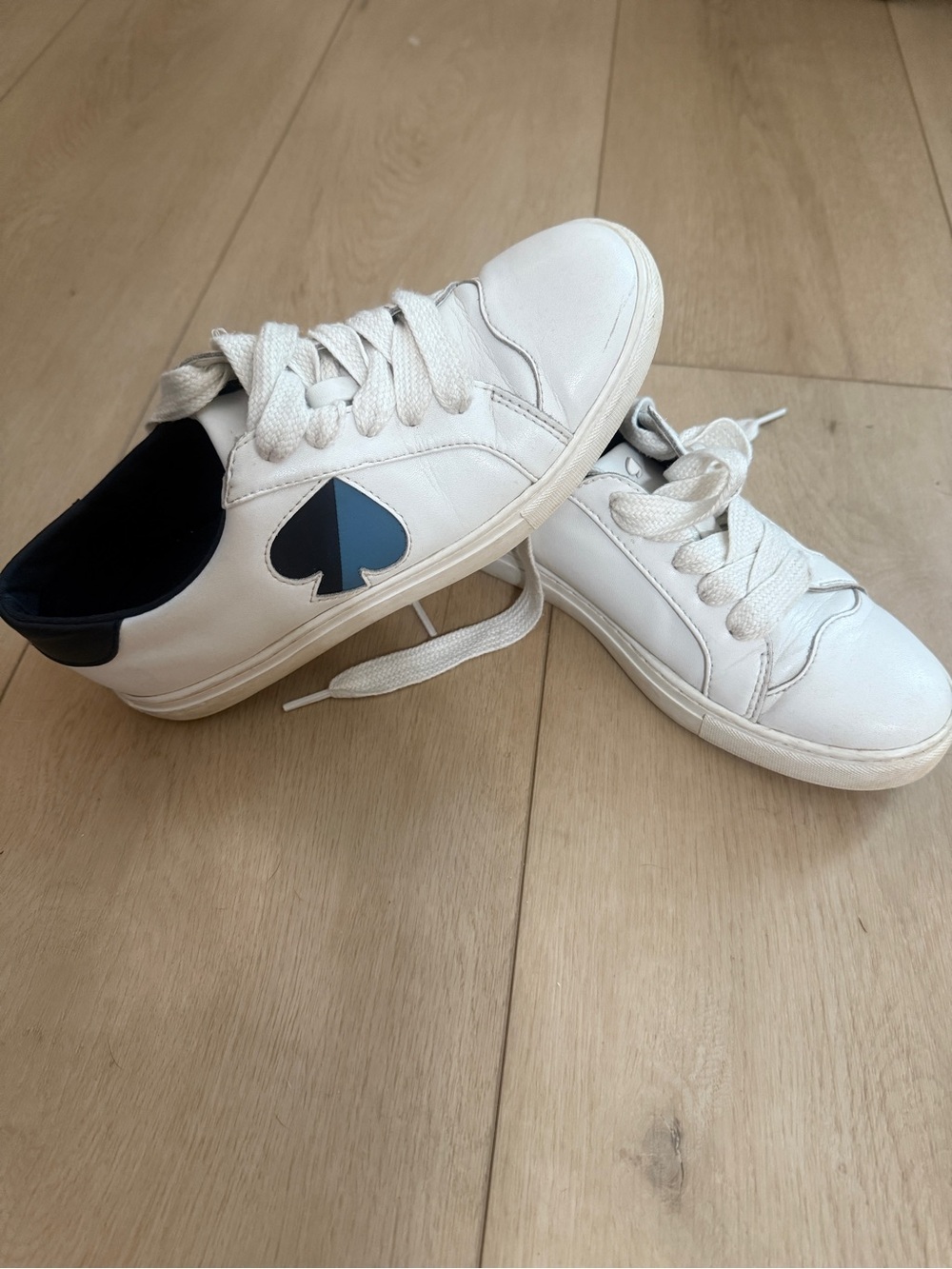 Kate spade White and Navy Leather Sneakers